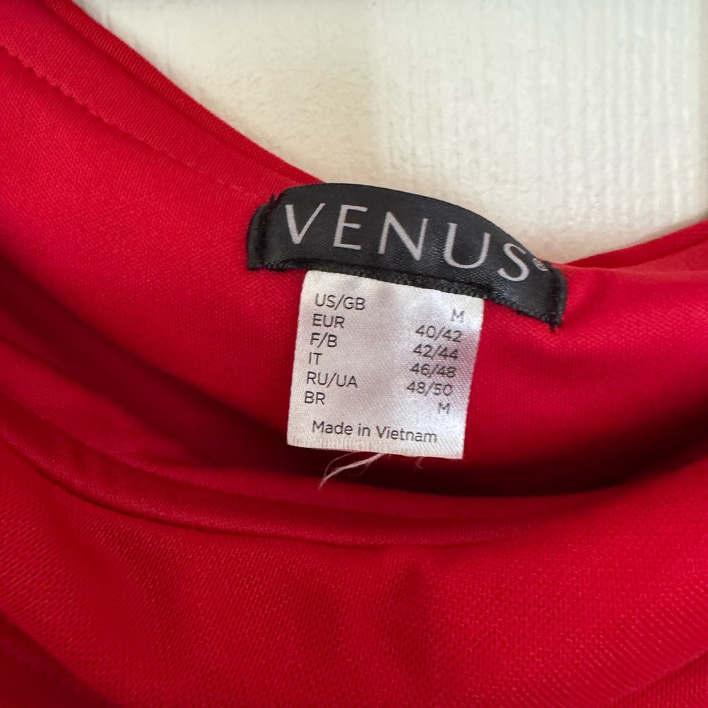 VENUS Red Ruched Midi Dress with Cowl Neck - Picture 3 of 3